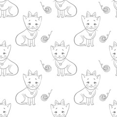 Obraz na płótnie Canvas Seamless pattern with cute cats. Vector baby background.