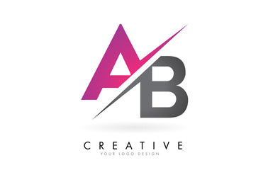 AB A B Letter Logo with Colorblock Design and Creative Cut.