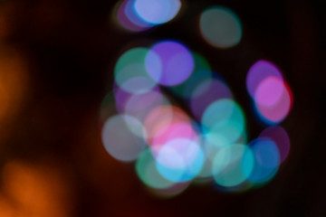 Colorful bokeh lights at night