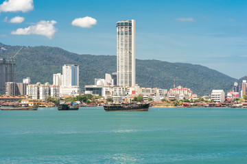 Skyscraper in the modern borough of the City of Penang Island with the capital George Town in the...