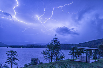 A light show over the lake