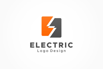 Flash Icon Thunder Bolt Letter S Electricity Logo. Flat Vector Logo Design Template Element