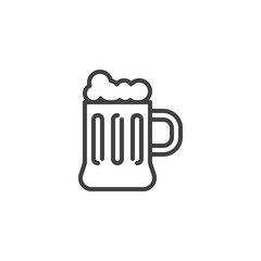 Beer mug line icon. linear style sign for mobile concept and web design. Foamy beer glass outline vector icon. Symbol, logo illustration. Vector graphics