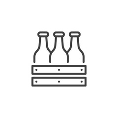 Pack of beer bottles line icon. linear style sign for mobile concept and web design. Beer box outline vector icon. Symbol, logo illustration. Vector graphics