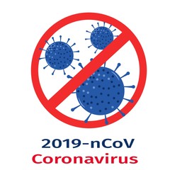 Stop novel coronavirus concept. Vector illustration of 2019-nCov virus and stop sign. Global epidemic alert.