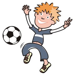 Footballer, color funny vector illustration on white background