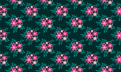 Beautiful pink flower pattern background for valentine, with leaf and floral decor.