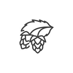 Hop cones line icon. linear style sign for mobile concept and web design. Brewery hop outline vector icon. Symbol, logo illustration. Vector graphics