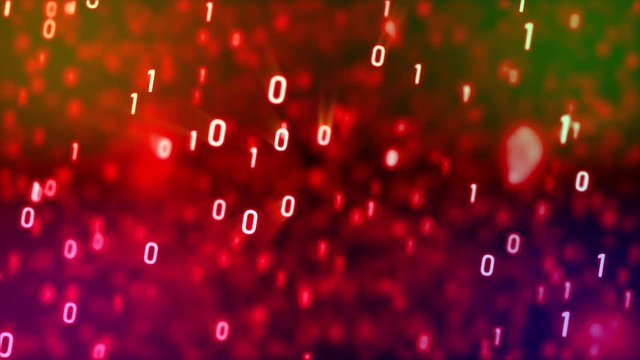 3D Rendering Abstract background flying pass through binary code 0 1 digit number element for cyber futuristic and technology concept with dark and grain processed 