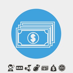 dollar bills icon vector illustration and symbol foir website and graphic design