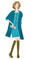 ブーツを履いたドレスアップした女性