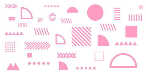 Pink background memphis geometric shapes vector illustration