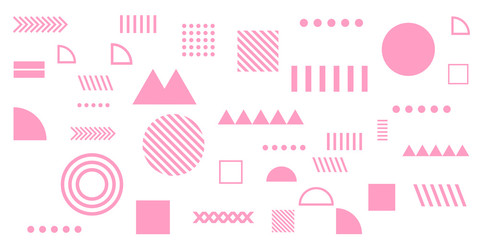 Pink background memphis geometric shapes vector illustration