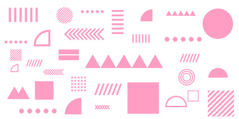 Fototapeta premium Pink background memphis geometric shapes vector illustration
