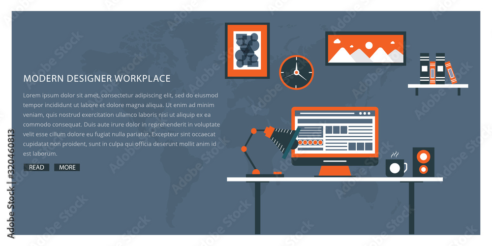 Aufkleber modern designer workspace with desktop computer