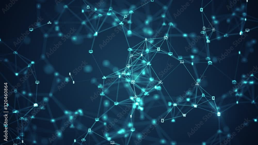 Poster connecting people on the internet, nodes transforming. social network connections. information techn
