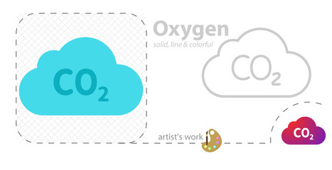 CO2 icon , carbon dioxide formula vector flat illustration, solid, line icon