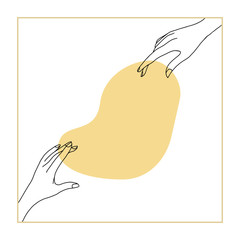 Vector modern line art of woman hands. Vintage art deco hand drawn simple illustration for promotional items, environmental concept, posters, fashion t-shirt design, printing, posters, invitations