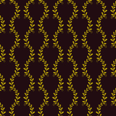 Vector seamless pattern with gold abstract ivy; simple natural design for fabric, wallpaper, textile, wrapping paper, web design.