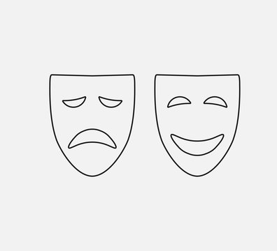 Theater mask icon. Vector illustration, flat design.