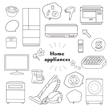 手書き風シンプルで可愛い家電素材のイラスト Stock Vector Adobe Stock