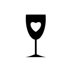 Valentine icon. Cheers wine flat icon.