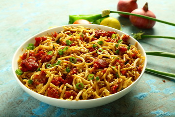 Delicious meal- chicken noodles =Asian foods 