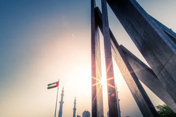 Beautiful sunset Wahat Al Karama, the memory of the UAE's National Heroes, Abu Dhabi