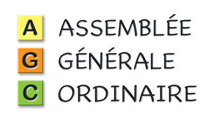 AGC initials in colored 3d cubes with meaning in french language