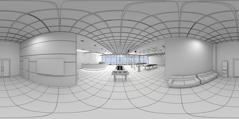 spherical panorama of the interior, 3D illustration