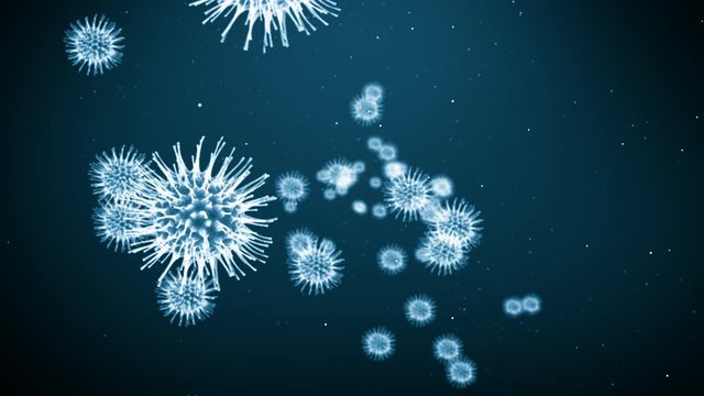 Virus cells flowing corona virus cells concept.Viral disease outbreak.  Hepatitis viruses, influenza virus H1N1, Flu, cell infect organism, aids. Virus abstract background.