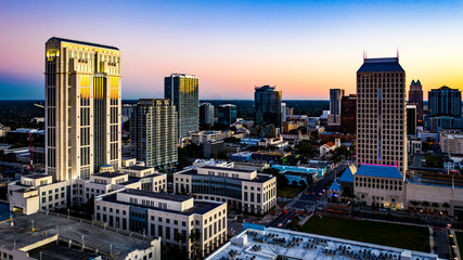 Orlando Downtown Cityscape Courthouse HDR at Sunset - obrazy, fototapety, plakaty