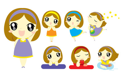Cute girl sweet style cartoon vector