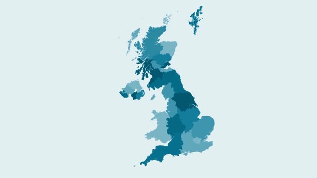 United Kingdom - Blue tone animated country map