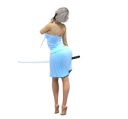 warrior woman character, 3D rendering, illustration