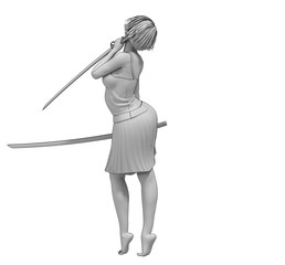 warrior woman character, 3D rendering, illustration