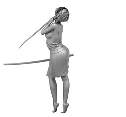 warrior woman character, 3D rendering, illustration