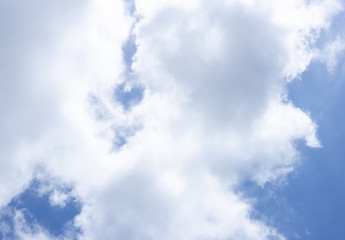 Blue sky background and white clouds passing by.