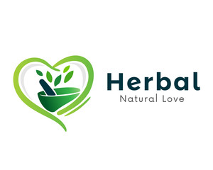 Herbal pharmacy love heart logo design inspiration