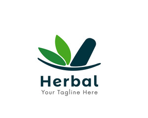 Simple herbal pharmacy logo design inspiration