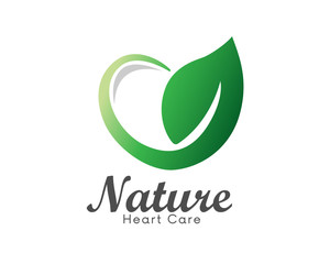 health leaf Nature love heart care logo design inspiration