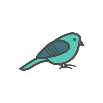 Small bird colorful vector icon, nature simple illustration. Isolated single icon