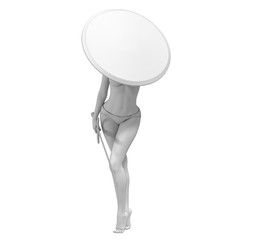 nude woman warrior character, 3D rendering, illustration