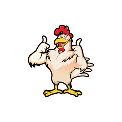 fried chicken mascot logo label vector illustration