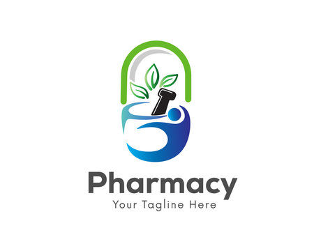 health Capsule herbal pharmacy logo design inspiration