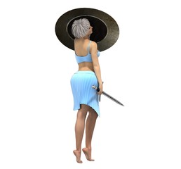 warrior woman character, 3D rendering, illustration