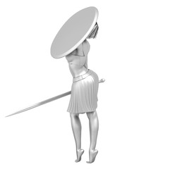 warrior woman character, 3D rendering, illustration