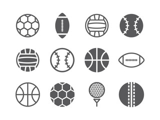 Ball icons set. Vector sport signs for web graphics.