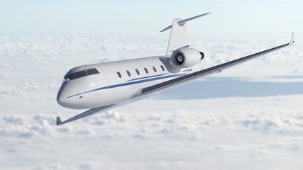 Fototapeta premium Private jet flying over the sky harsh shadows sun 3d illustration