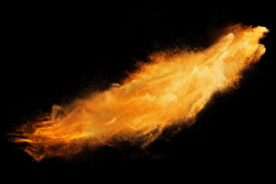Abstract design of orange powder cloud